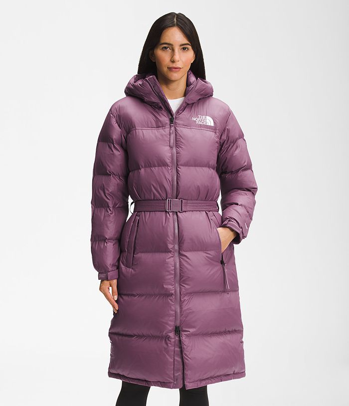 The North Face Parka Μωβ Γυναικεια Nuptse Belted Long - Greece 8276NAZYT